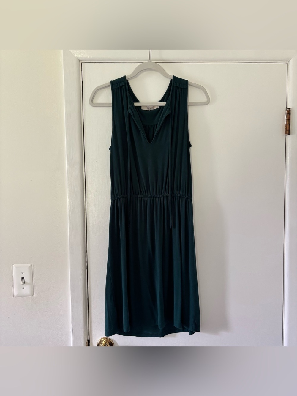 Loft pine green elastic waist dress